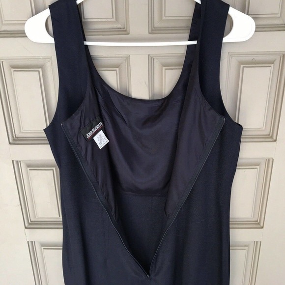 John Roberts Sleeveless Shift Sz11/12 Knee Midnight Blue Back Zip Used Mint - Picture 2 of 12